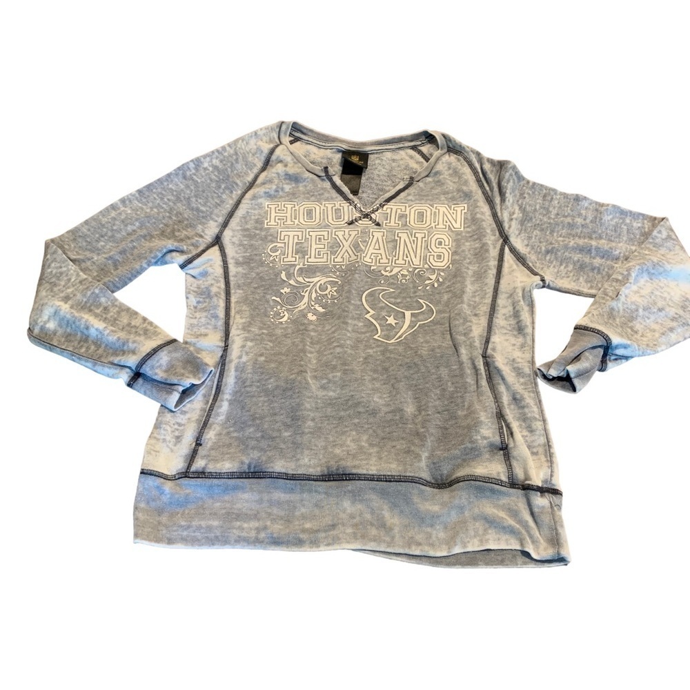 Juniors Houston Texans Women’s V-Neck Pullover Sweatshirt Top